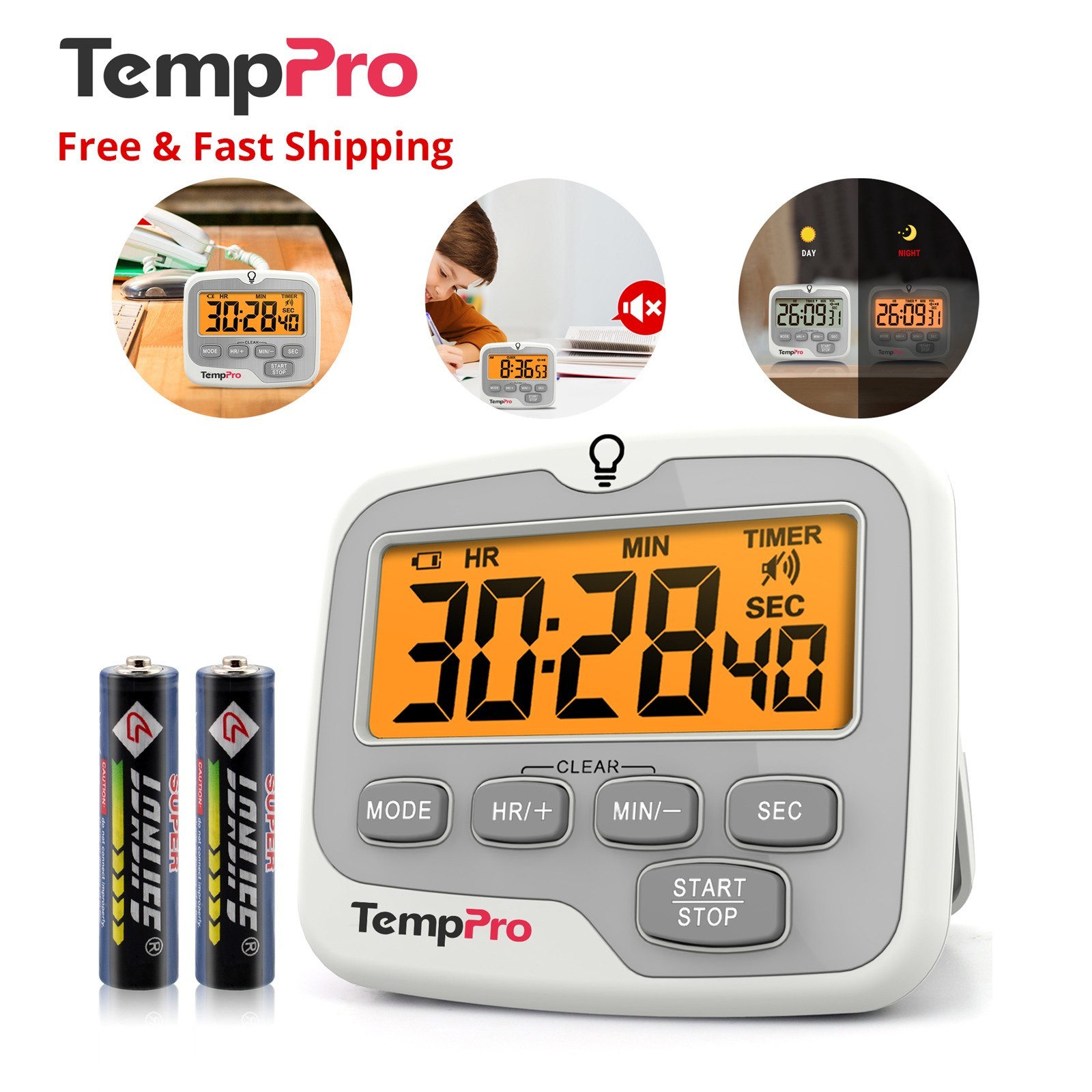 Large LCD Digital Kitchen Cooking Timer Count-Down Up Clock Loud Alarm Magnetic