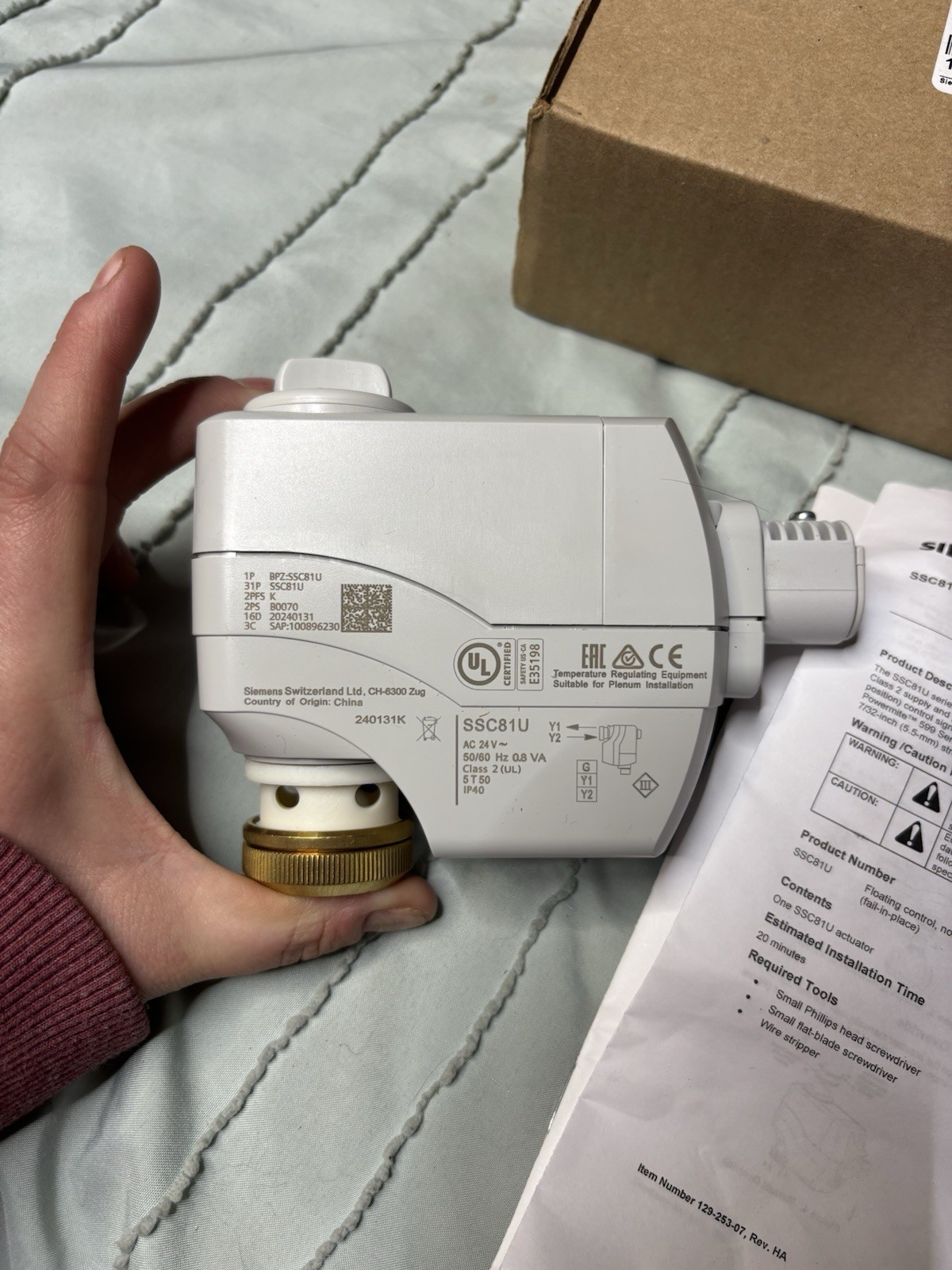 Siemens SSC81.5U 3 Position Floating Spring Return Fail-Safe 24V Valve Actuator
