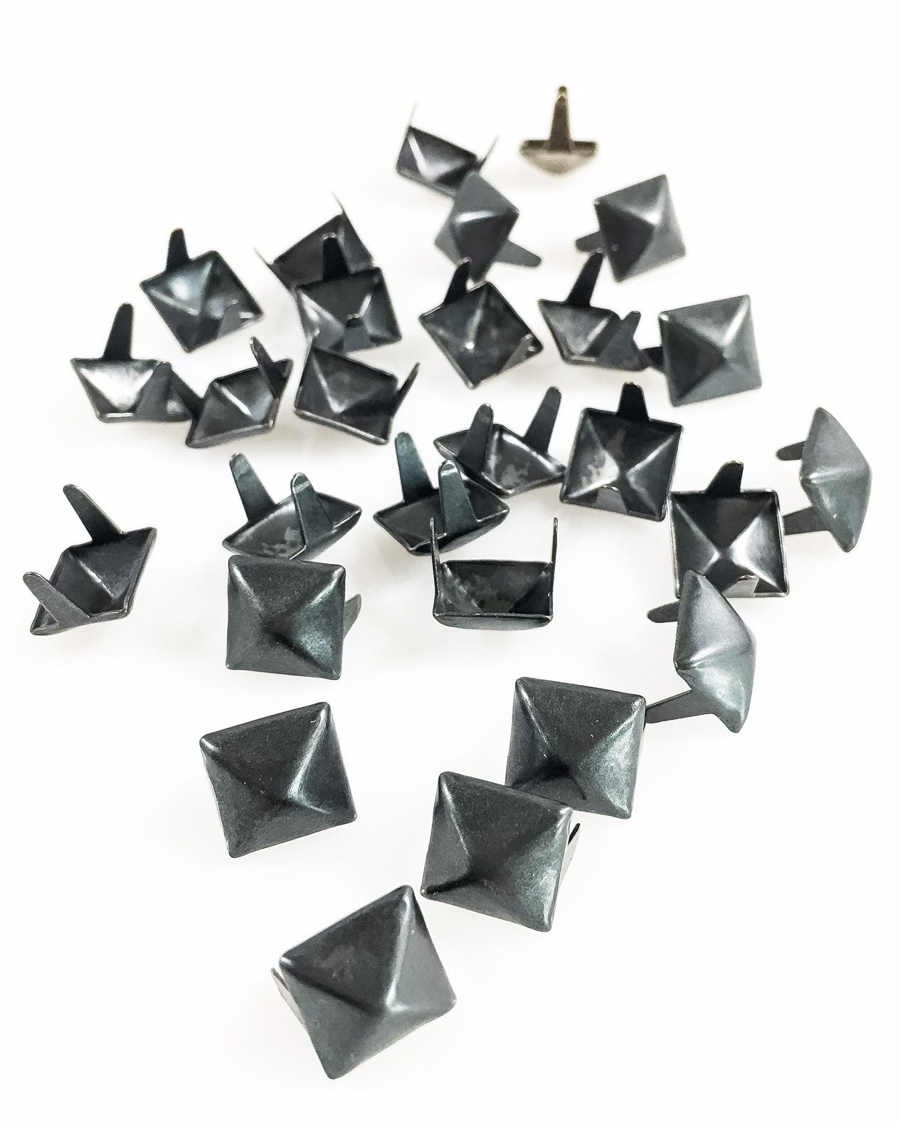 Nailheads Spots Studs 2 Prong 3/8" Square; Steel with Matt Black Finish; 100 Pcs