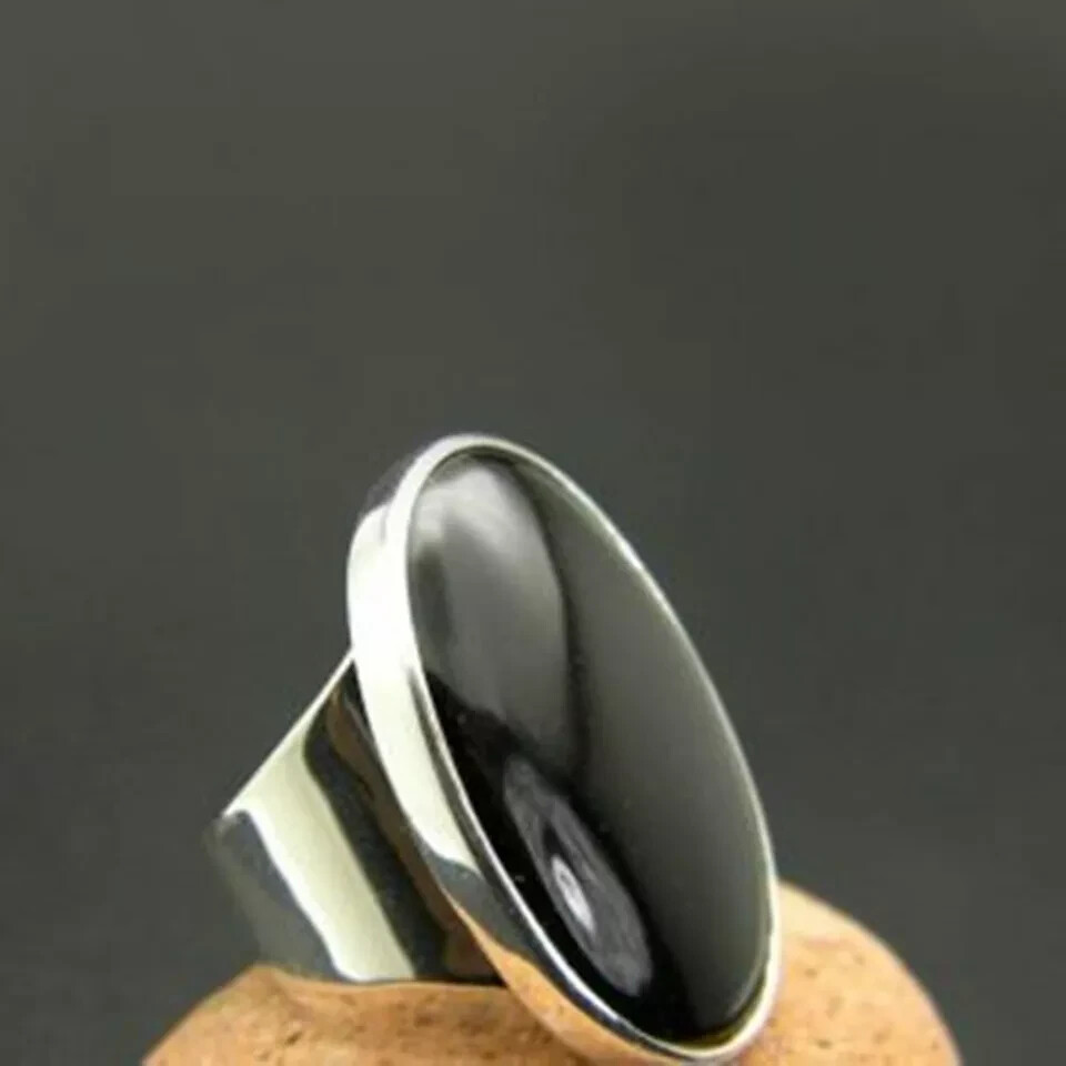 Black Onyx Solid 925 Sterling Silver Statement Handmade Women Ring All Size M749