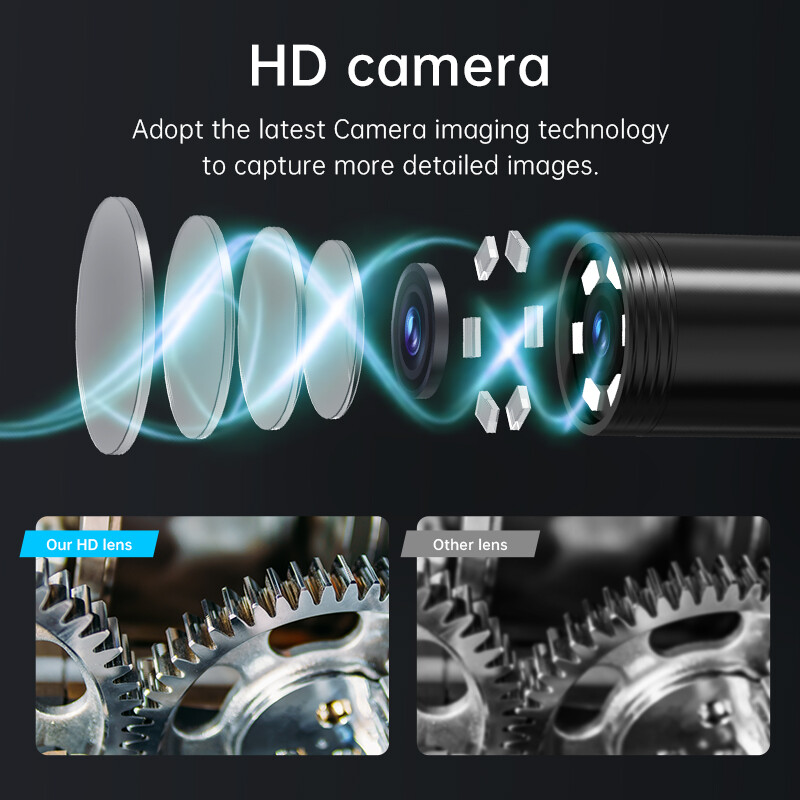1M 1080P 6LED Borescope 2.4" Screen IP67 Waterproof Handheld Endoscope Camera