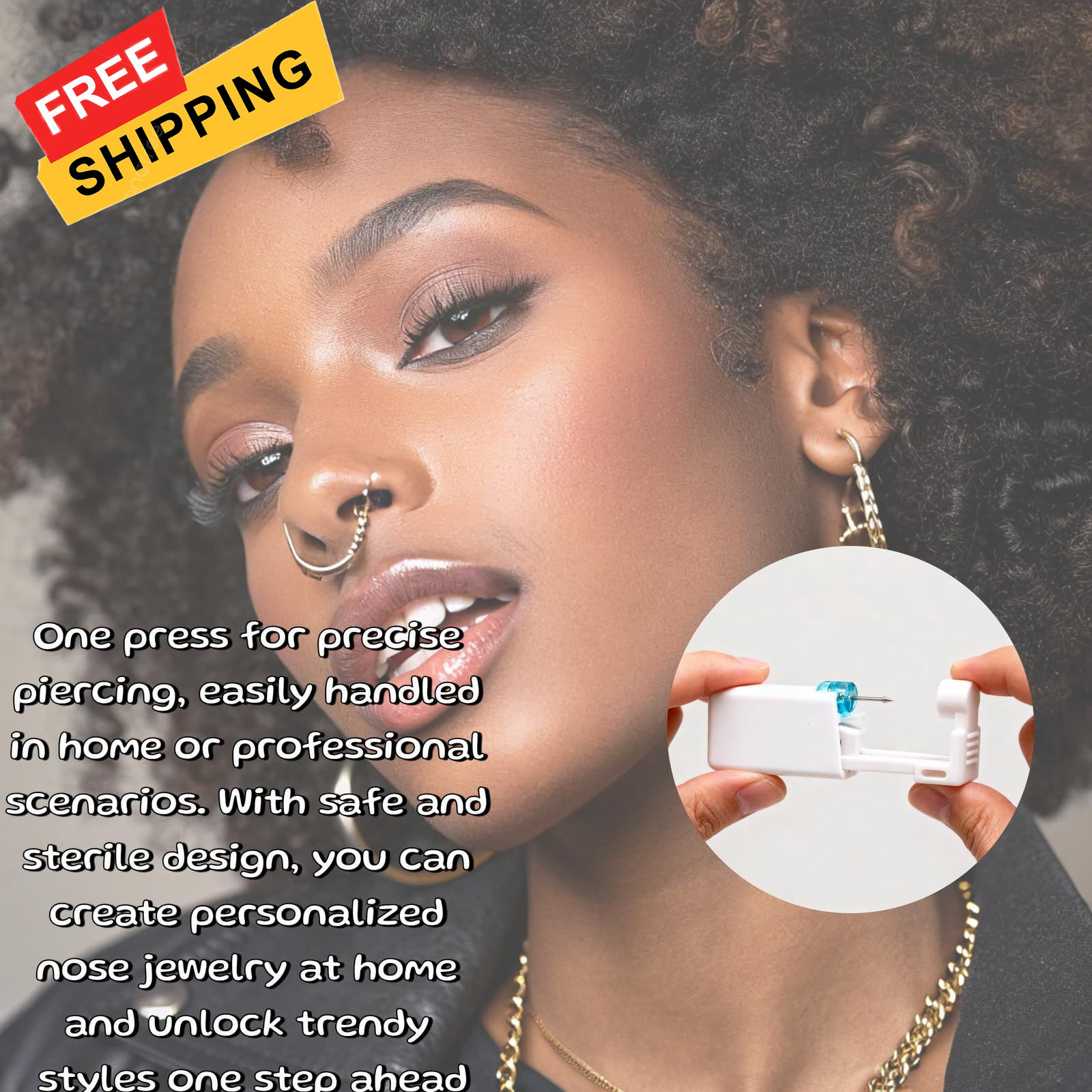 Geettcaifu 2 Pack Nose Piercing Gun, Disposable Self Kit with White