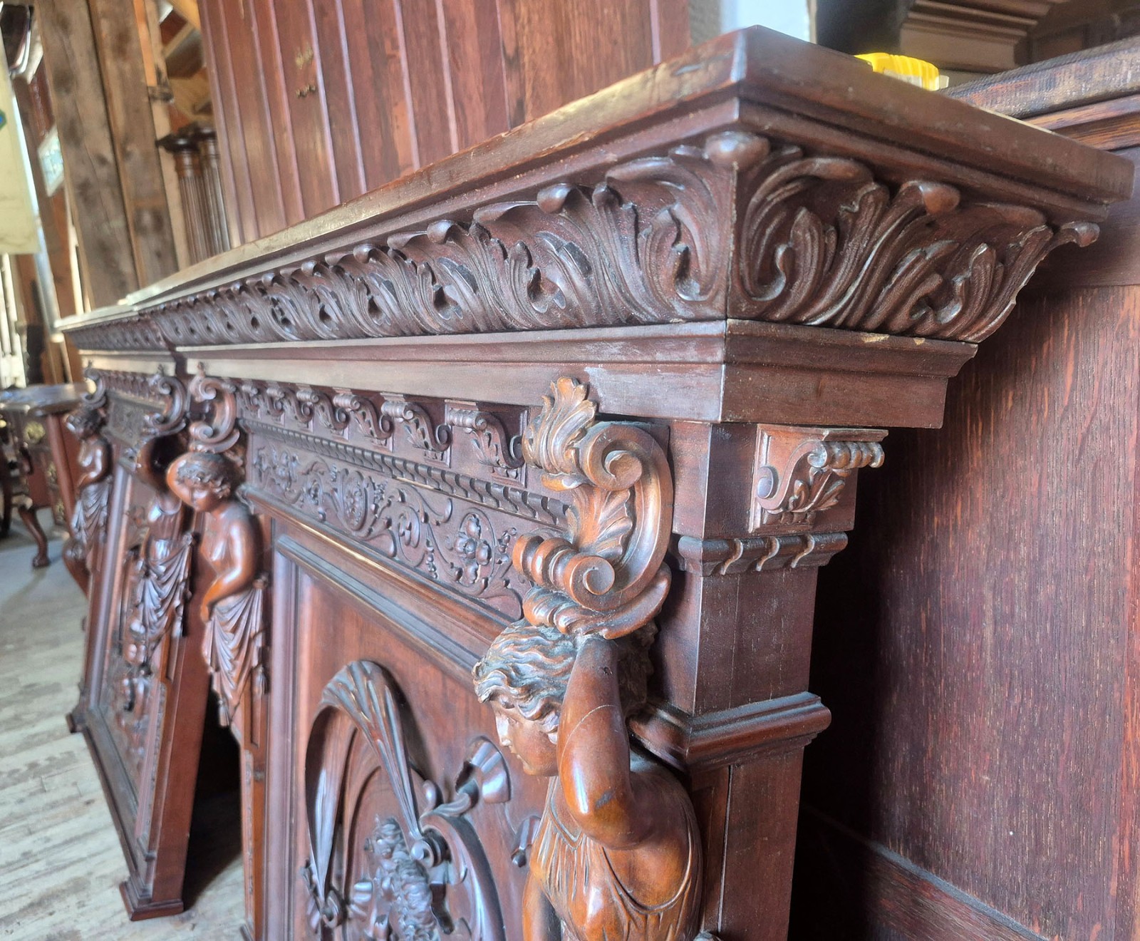 HORNER QUALITY FIGURAL CARVED PANELS TWIN HEADBOARDS