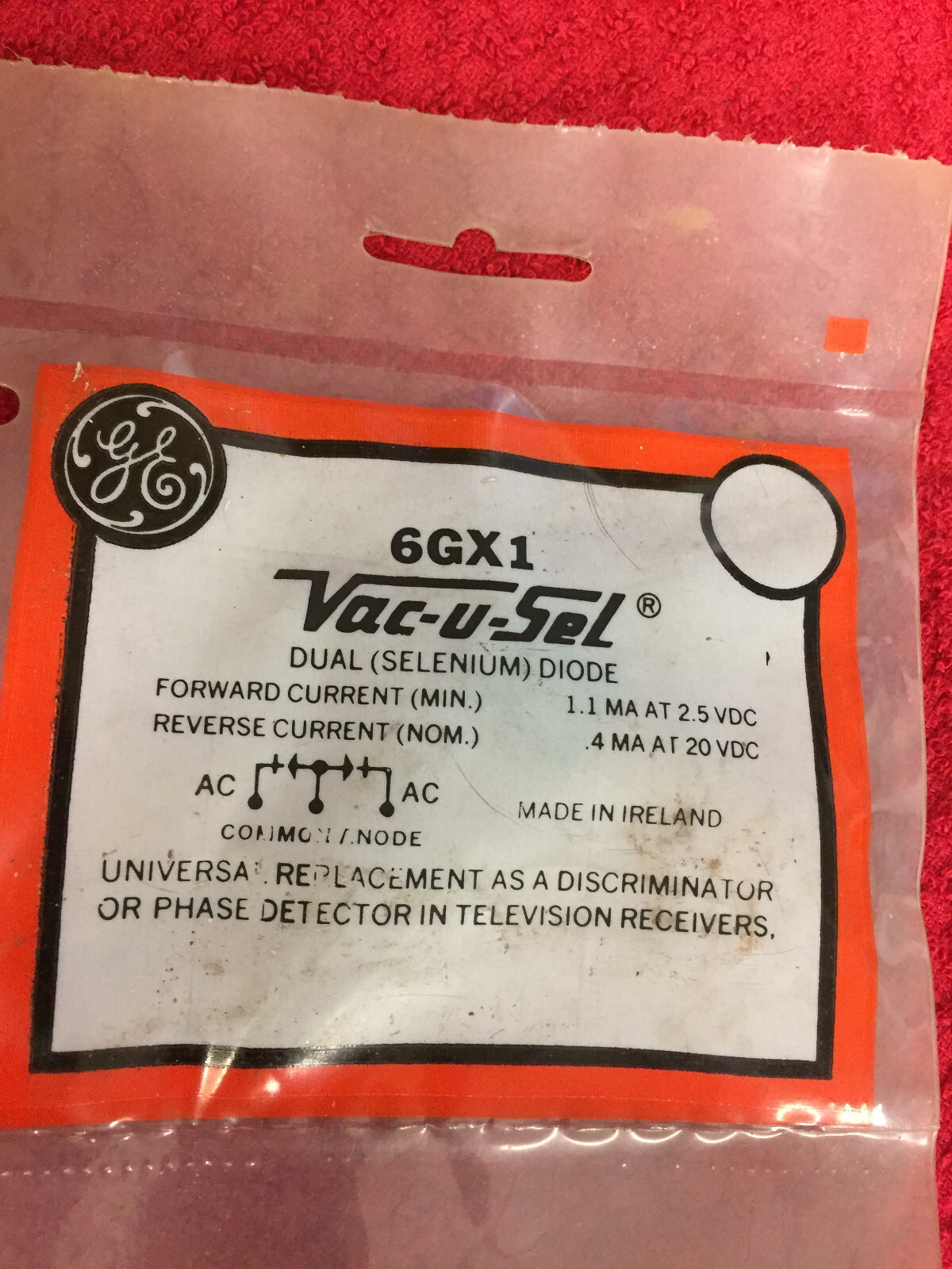 6GX1 VAC-U-SEL DUAL SELENIUM DIODE
