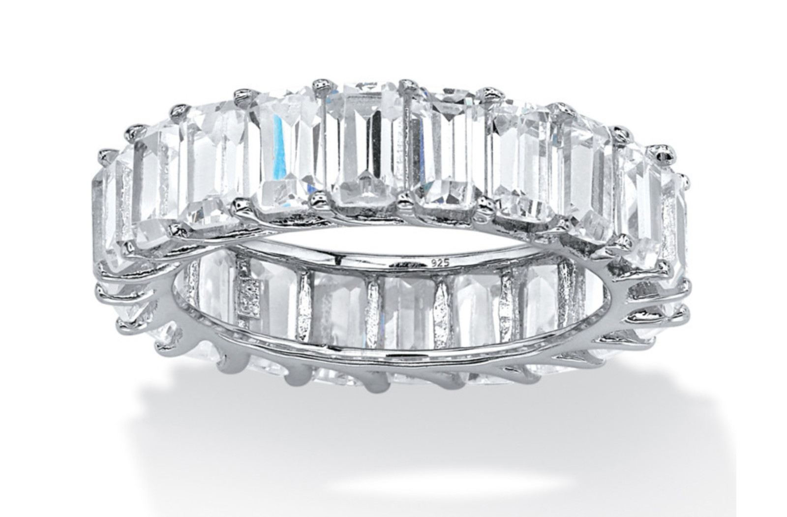 EMERALD CUT CZ ANNIVERSARY RING BAND PLATINUM STERLING SILVER 6 7 8 9 10
