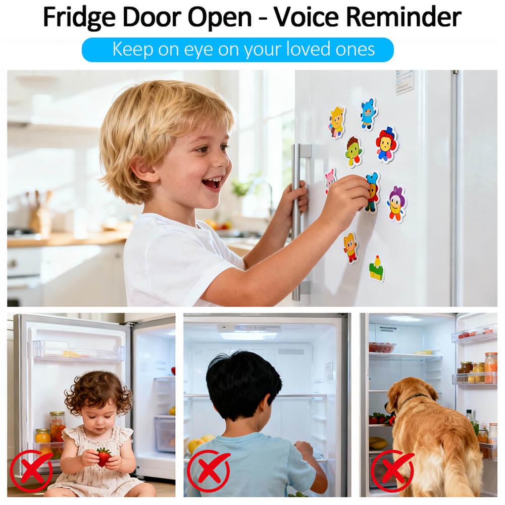 Refrigerator Alarm Wireless Doorbell Sensor 3-Level Volume Voice Window Alert ×4