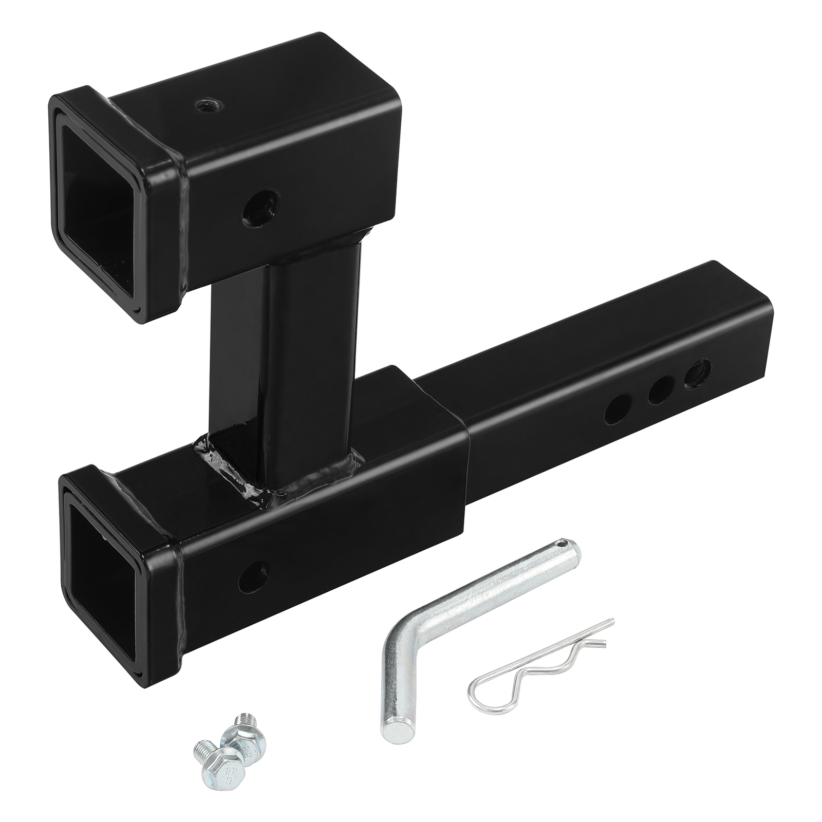 Dual 2" Trailer Hitch Receiver Rise Drop Extender Adapter Tow Truck 4000LB Black