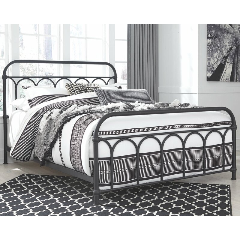 Matte Black Metal Platform Bed Frame Twin Full Queen Headboard Footboard Slats