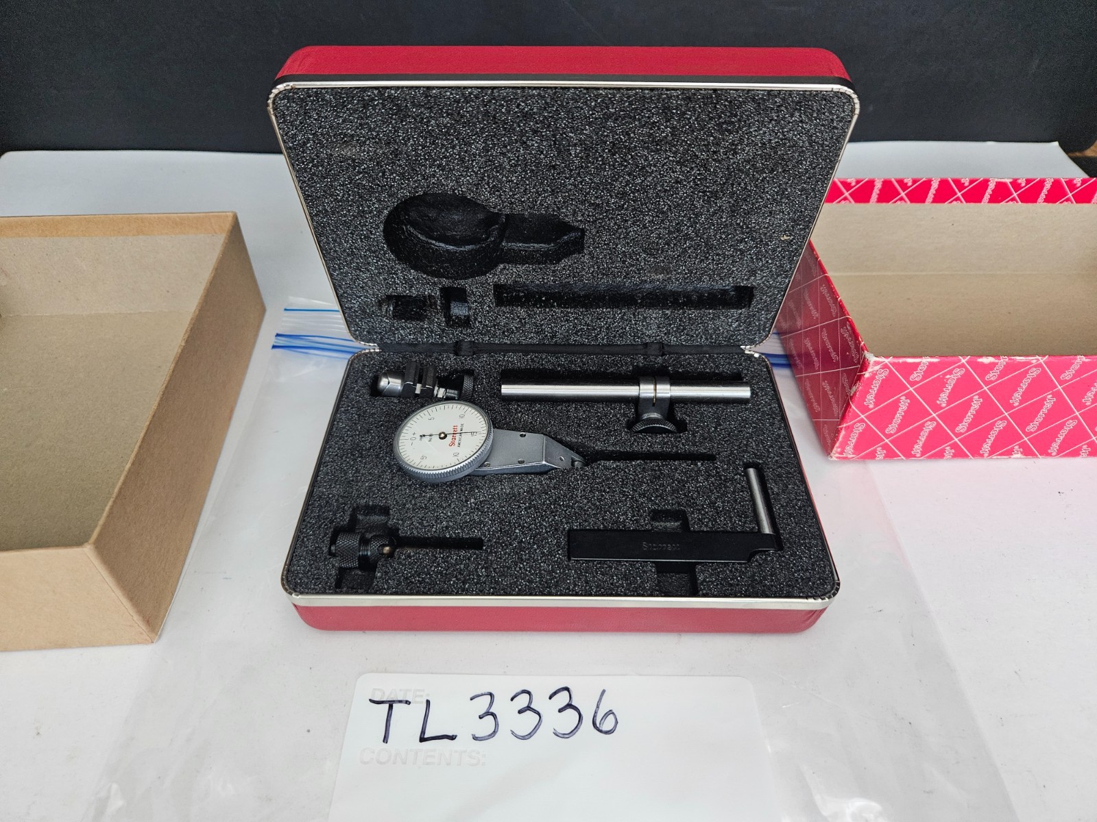 STARRETT #811-5CZ .0005" RANGE DIAL TEST INDICATOR SET W/CASE (TL3336)