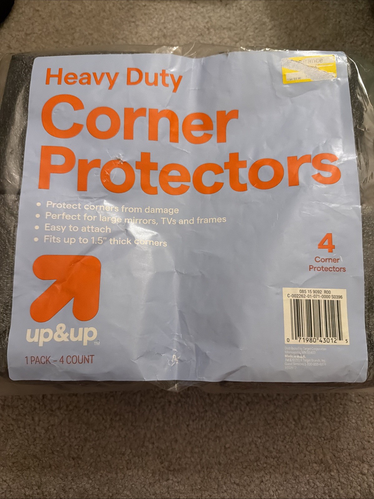 4pk Corner Protectors up&up™ Foam Wrap Moving & Packing Supplies New