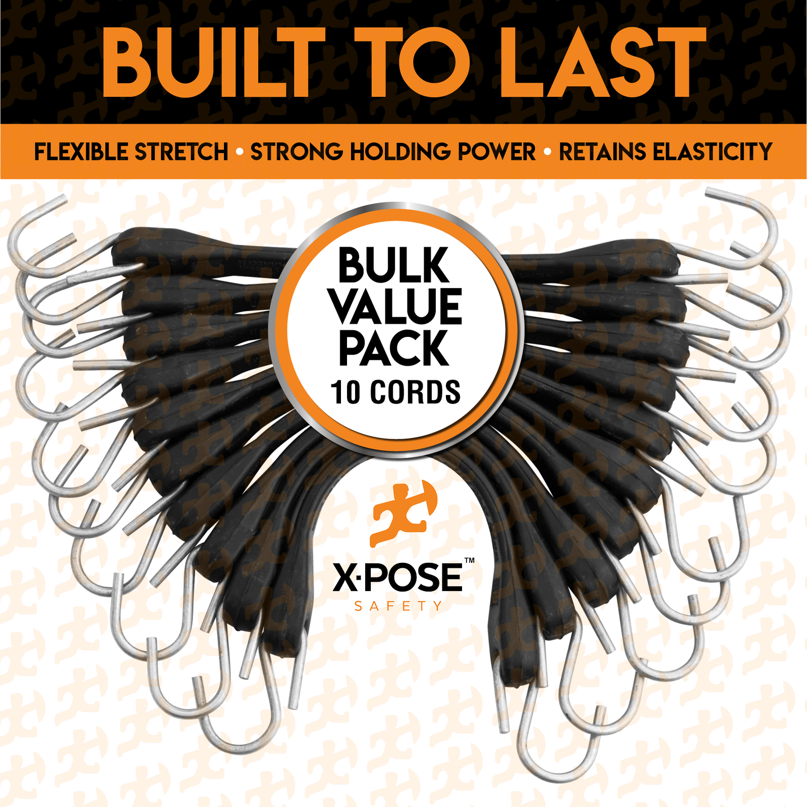 Rubber Bungee Cords with Hooks 10 Pack 9 Inch (18” Max Stretch)