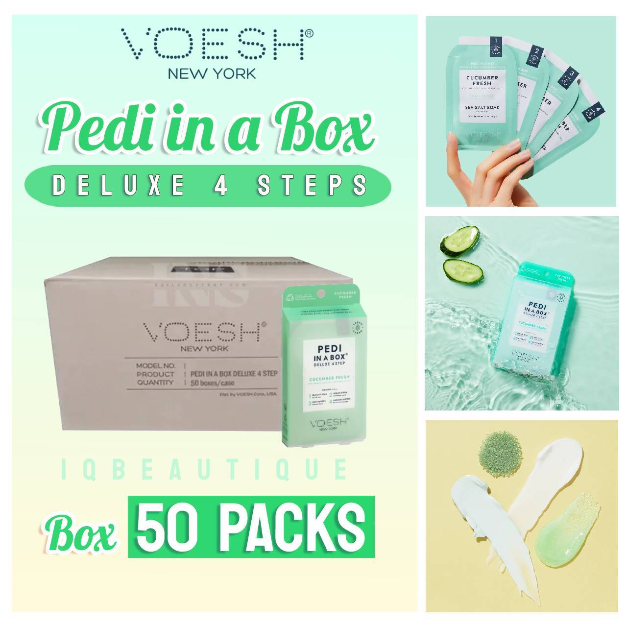 Voesh Pedi Deluxe 4 Steps (Box of 50 packs) - Cucumber Fresh