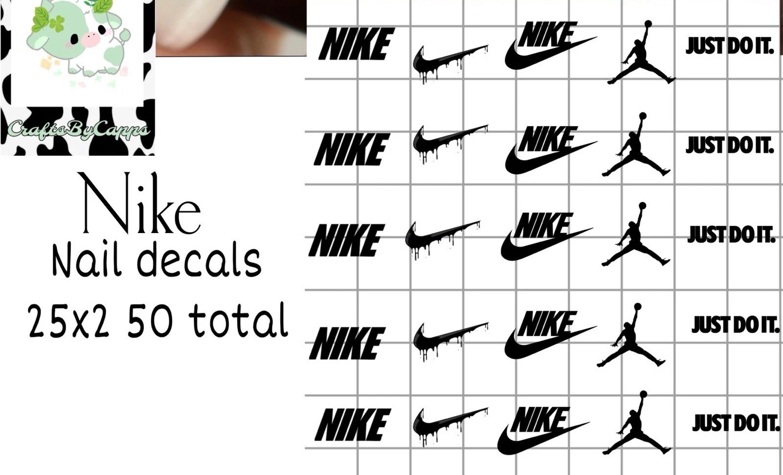 Nike Waterslide Decals For Nails, Hot Wheels, Etc Set Of 50 KC