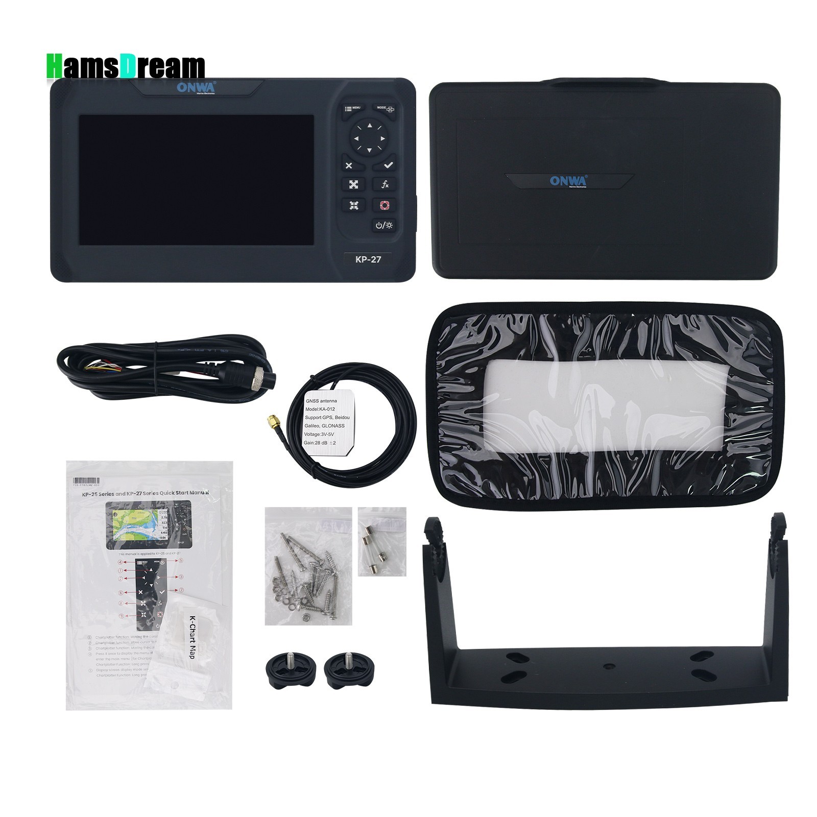 ONWA KP-27 7" 800x480 GPS Chart Plotter Marine Chartplotter w/ GPS Antenna
