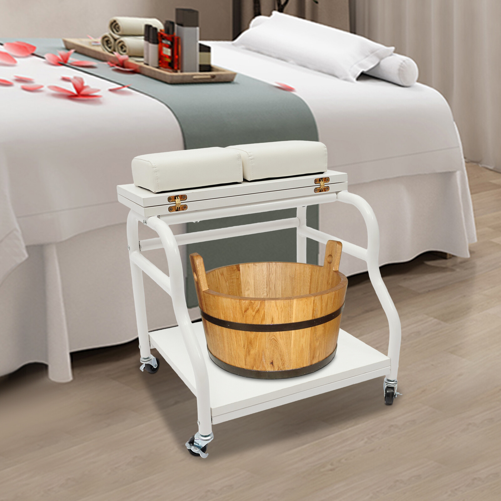 Portable Esthetician Trolley Cart, Trolley Cart with Wheels, Foot Bath Cart