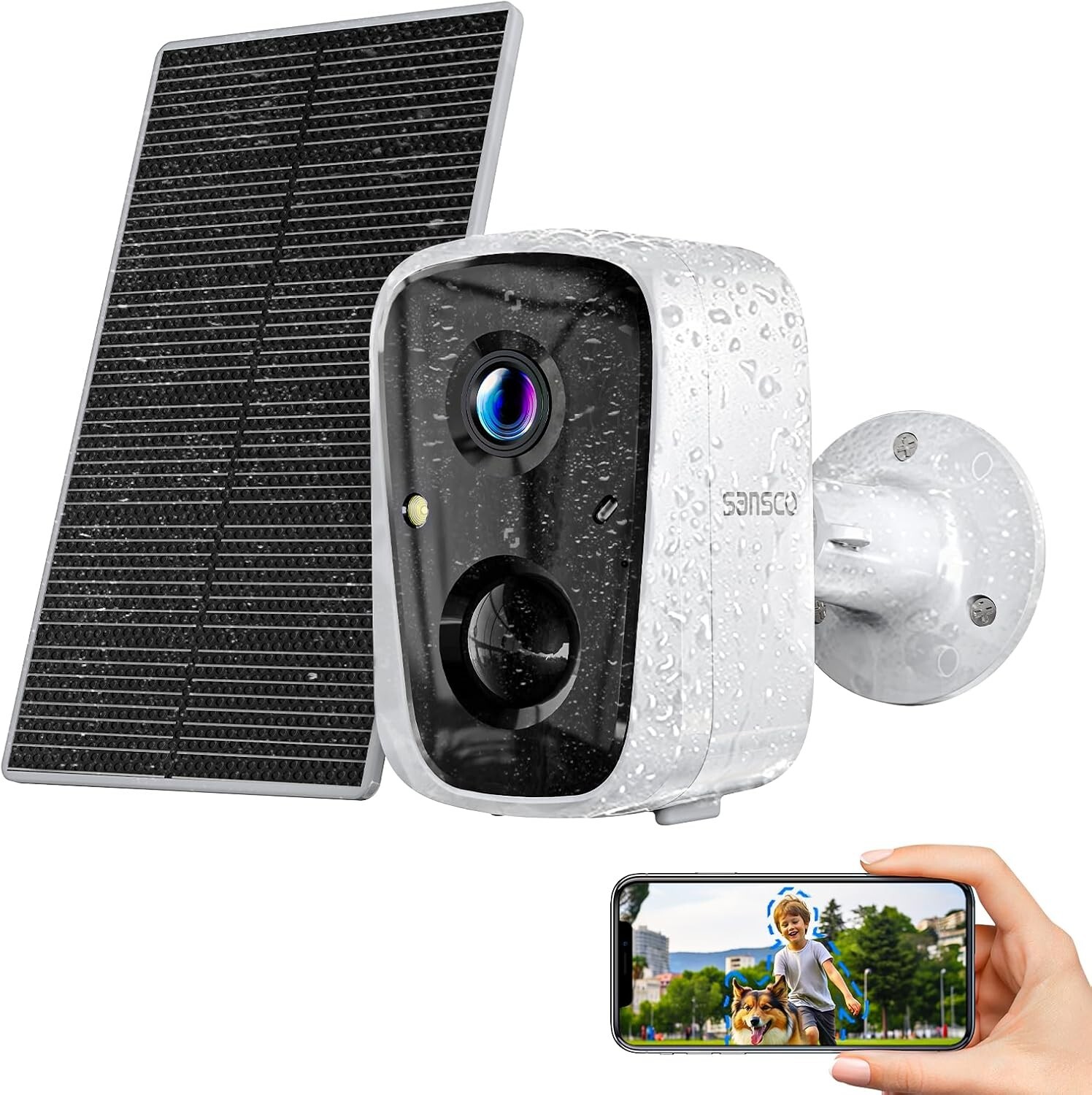 2K 4MP Solar Security Camera Outdoor Home Surveillance PIR 2-Way Talk + 64GB