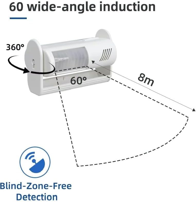 Wireless PIR Motion Sensor Alarm, 26 Ft Detection Range, 80dB Alert or Chime, Ad