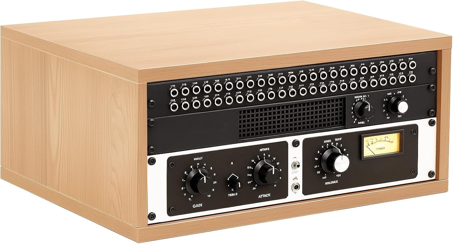 Compact 4U Wooden Audio Rack Case for Studio Gear - Oak Finish
