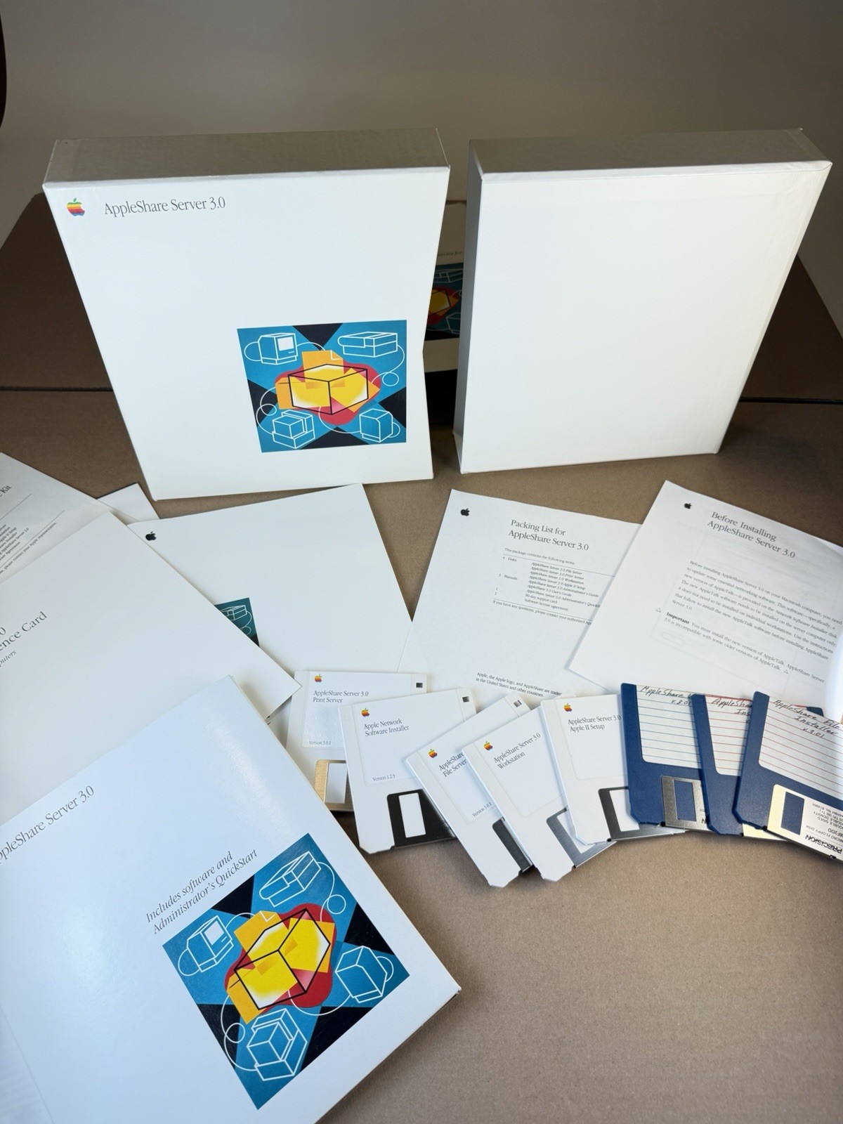 AppleShare Server 3.0 Complete Boxed Set + Update Kit Disks Manuals Macintosh