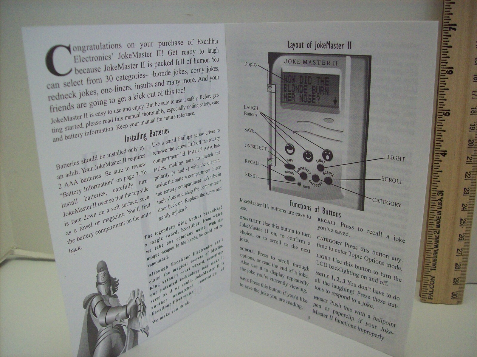 Electronic Joke Master II (424-2) By Excalibur Electronics Operating Manual