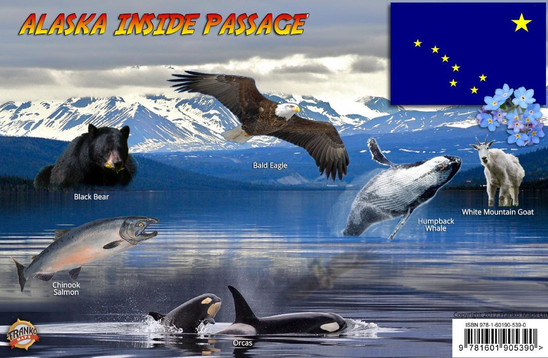 Alaska Inside Passage Map & Wildlife Guide Waterproof Card