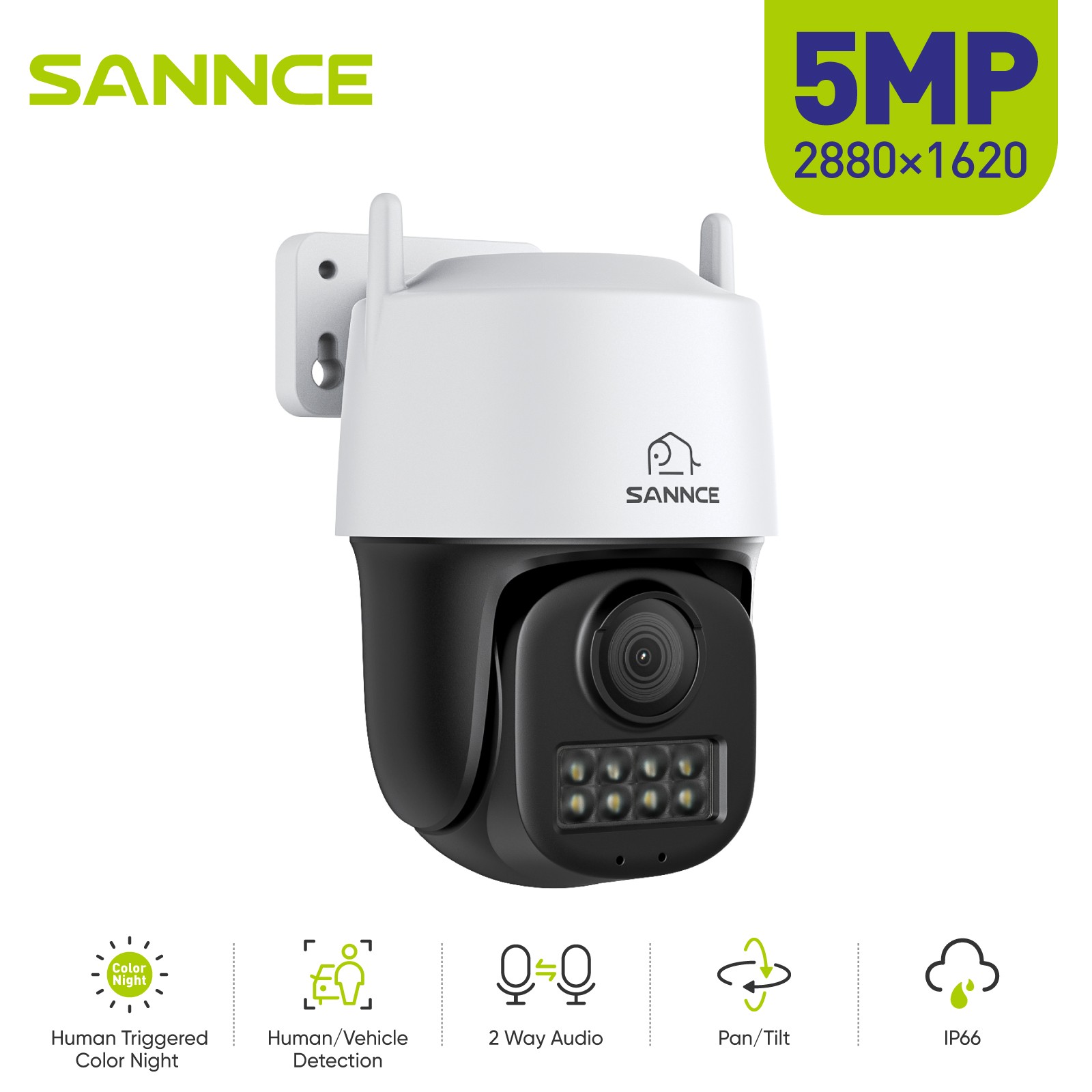 SANNCE 3K PoE PT Color Night Vision Security IP Camera Two Way Audio Recording
