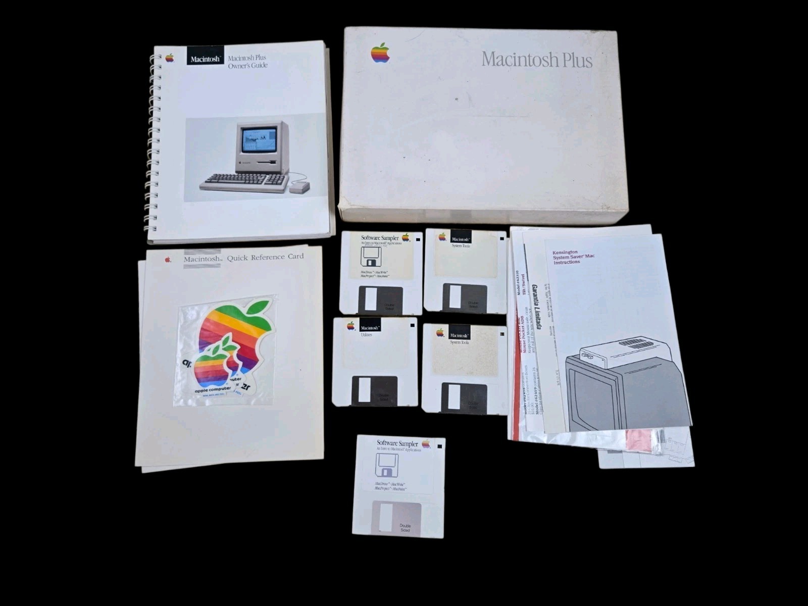 Apple Macintosh Plus Complete CIB Box Set software Disks Sticker Sealed Vtg