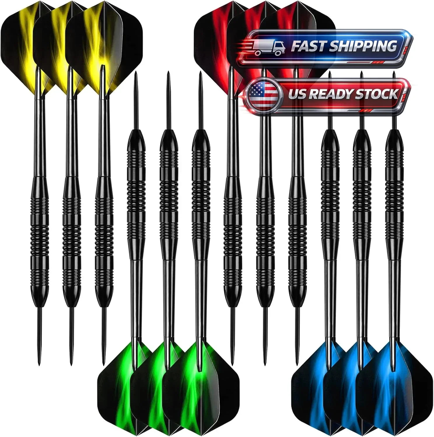 Darts Metal Tip Set, 12 Pack Steel Tip Darts Darts Set 24Grams Professional Meta