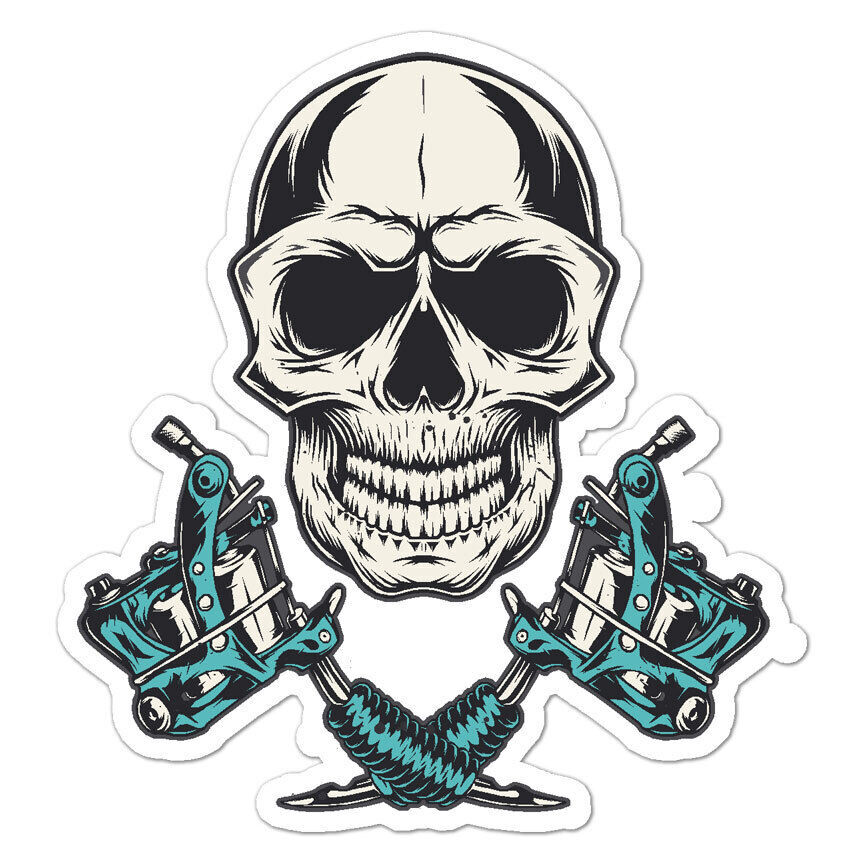 Skull Tattoo Machine Sticker Decal