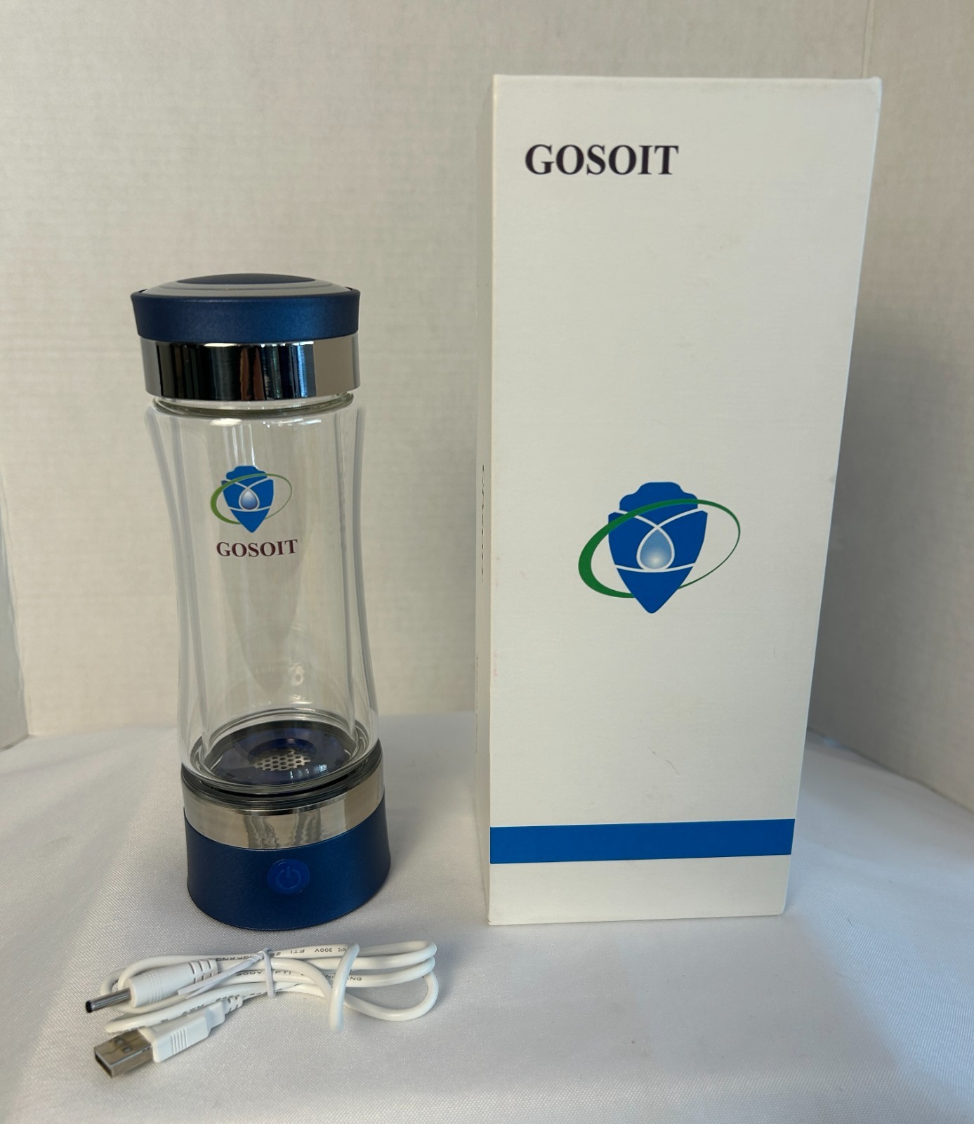 GOSOIT Hydrogen Water Bottle Generator SPE PEM Glass Ionizer/Maker 8.8 oz *NEW*