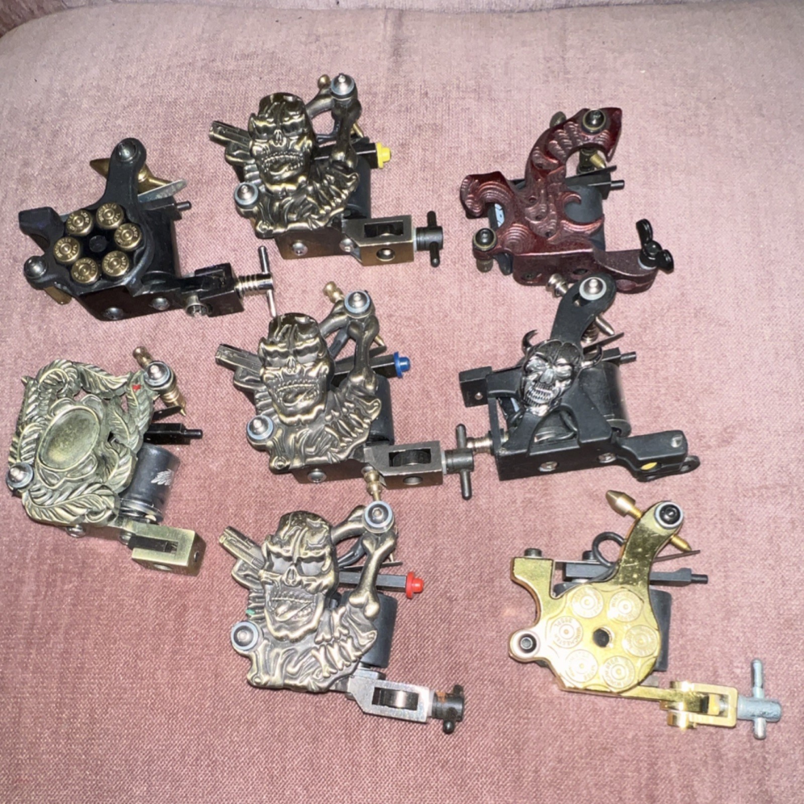 Coil Tattoo Machines Lot of 9 Multicolor Durable Metal Complete Set