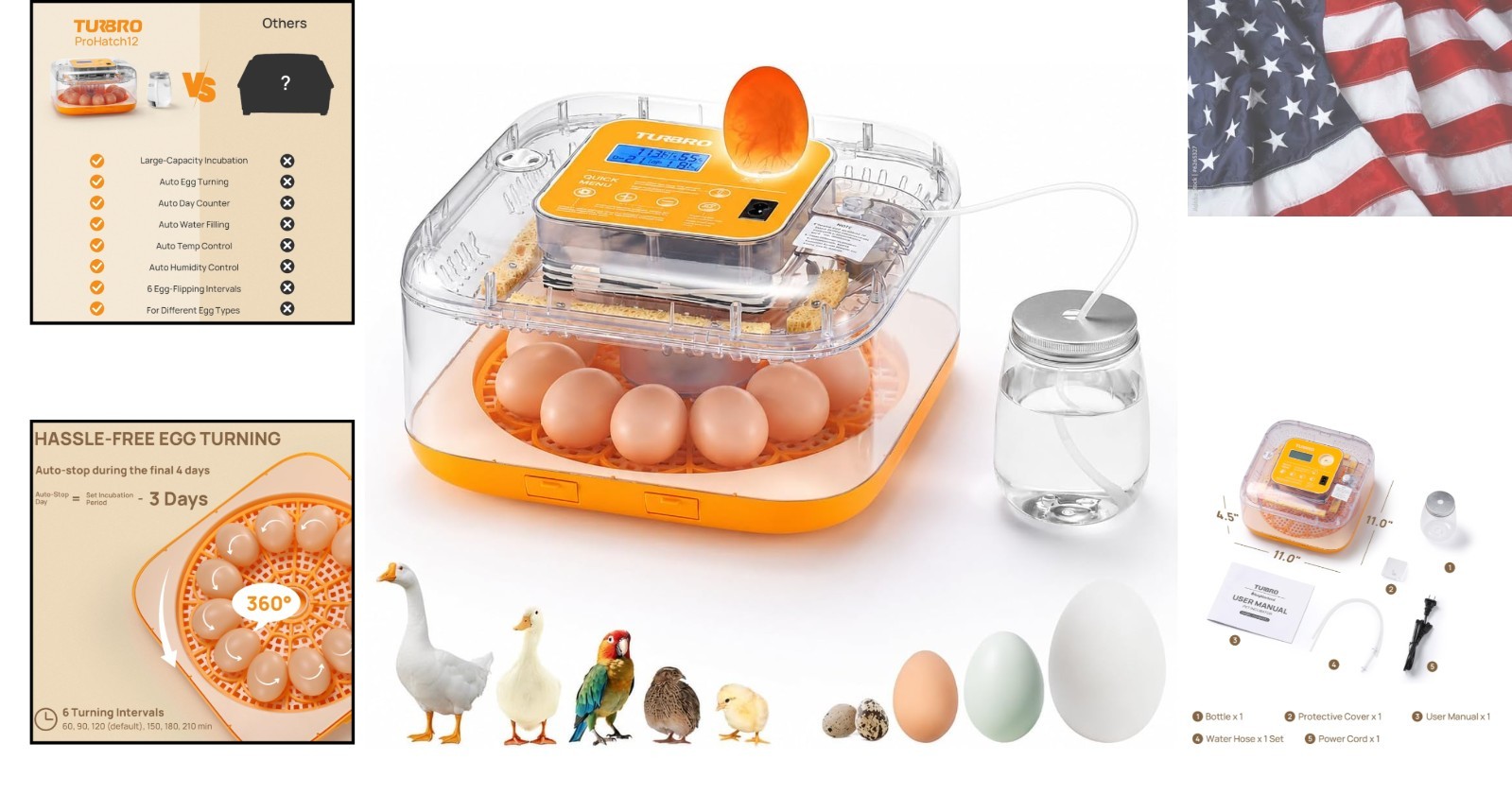 Incubator for Hatching Eggs, Automatic Turning, Temperature & Humidity Contro...