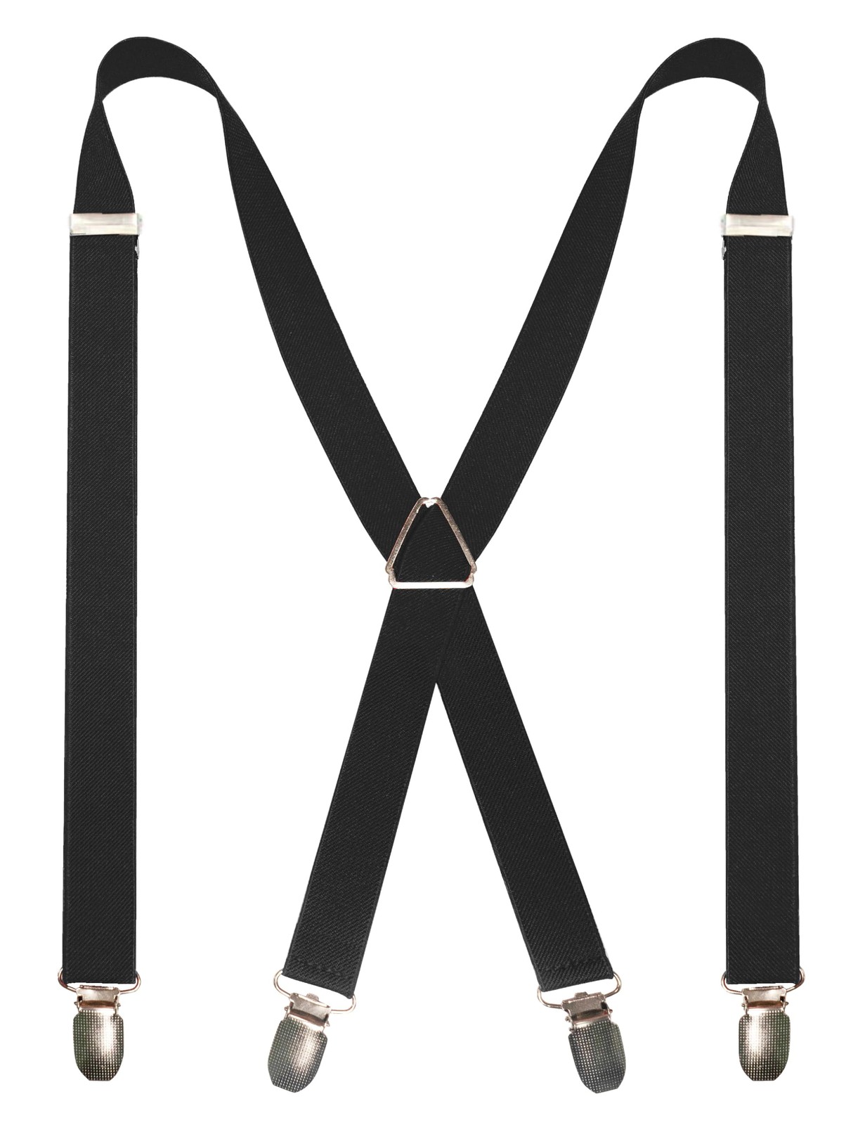 RBOCOTT Mens Black Suspender with 4 Clips Adjustable Braces(22)