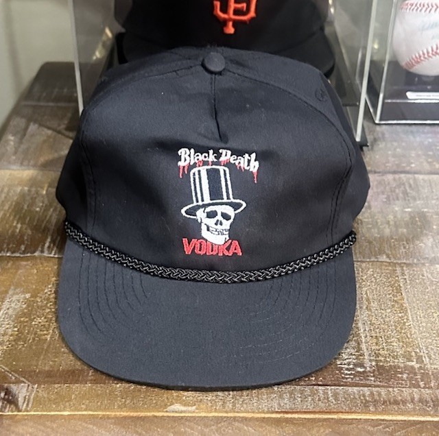 Vintage Black Death Vodka  Roses Slash Rope Promo Strap Back Hat Cap