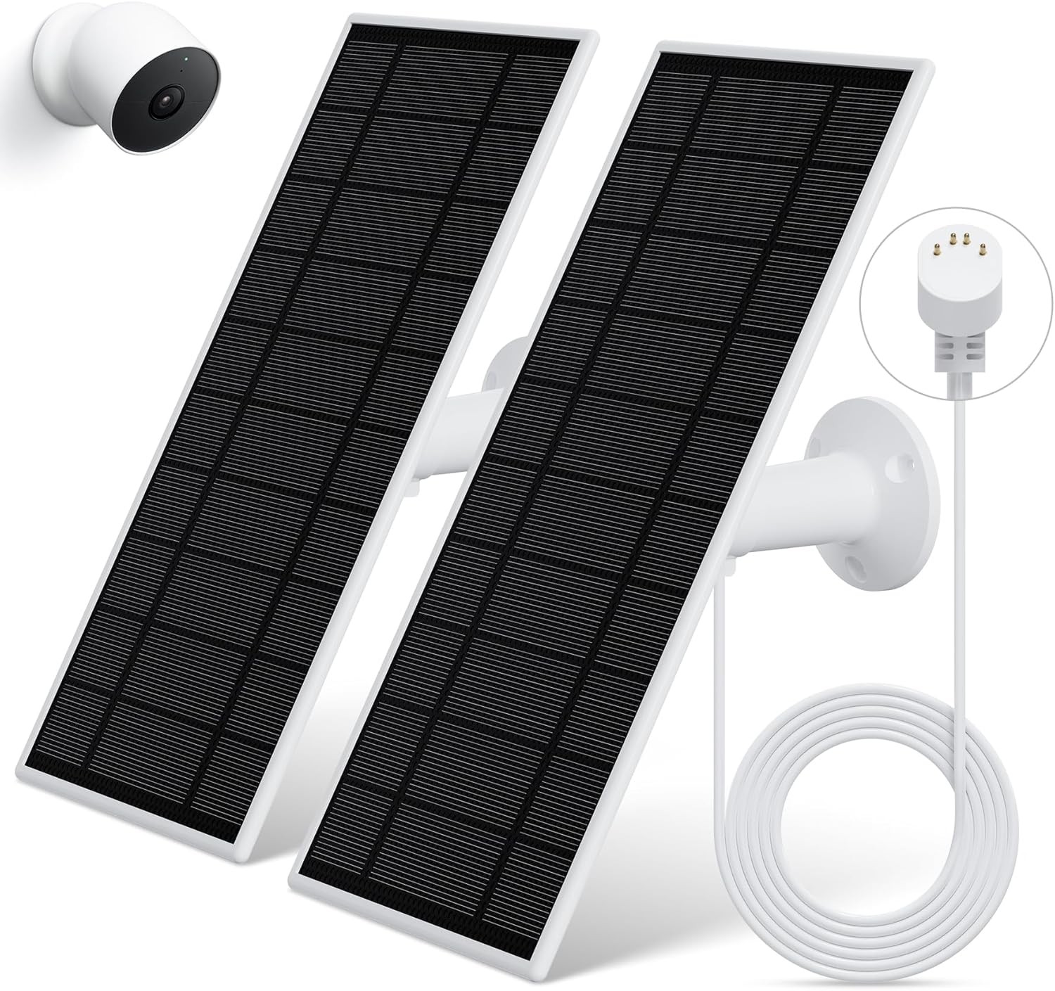Solar Panel for Google Nest Camera, 2Pack Upgraded Solar Power Charger for Go...