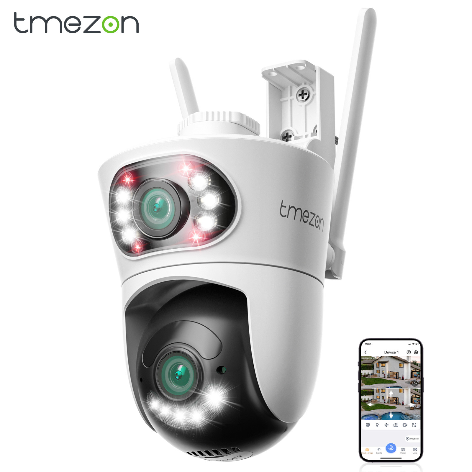 4Pack Outdoor Wireless Dual Lens Security Camera System Auto Tracking Color View