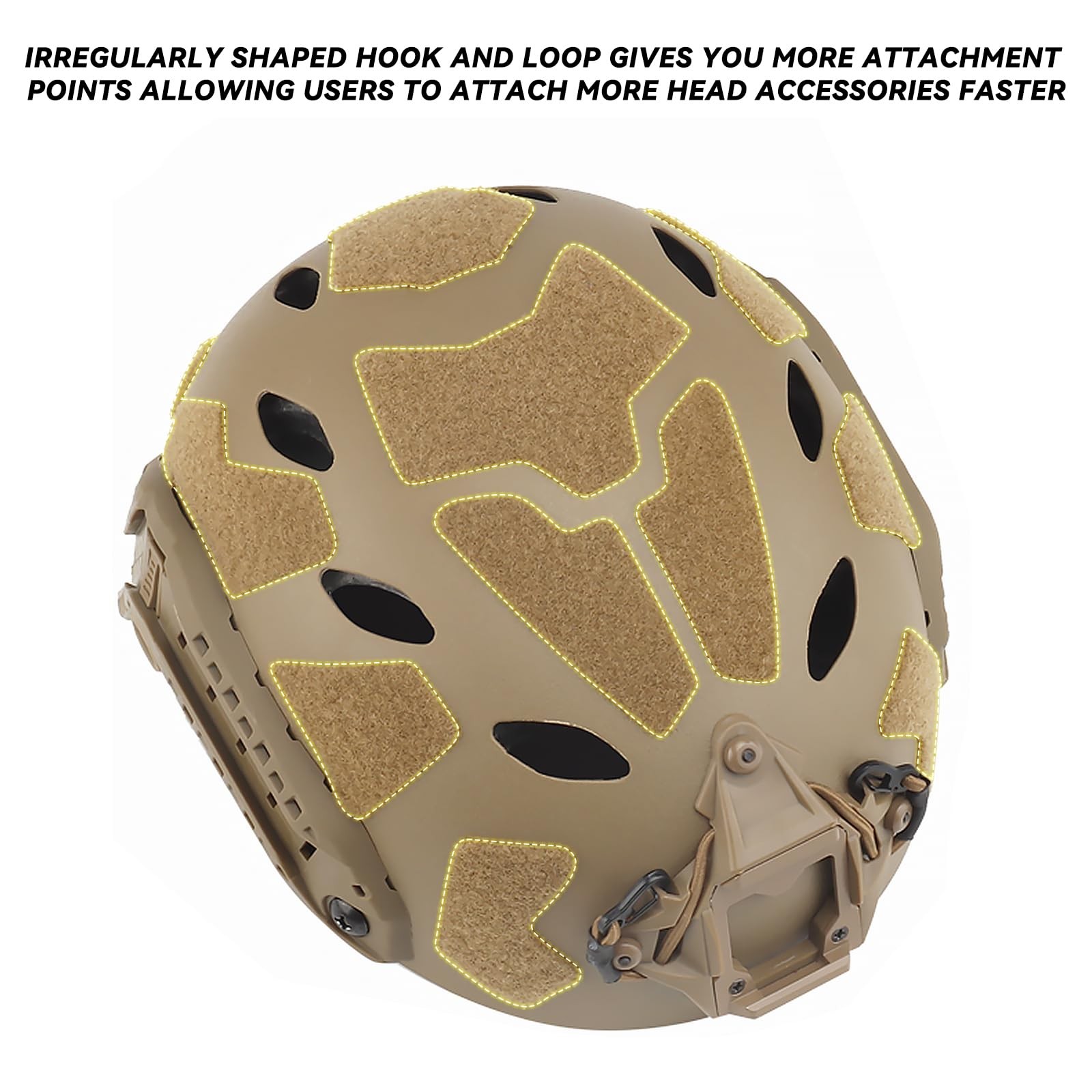 Tactical Airsoft Helmet w/ NVG Mount, Side Rails & Headset Strap - Tan
