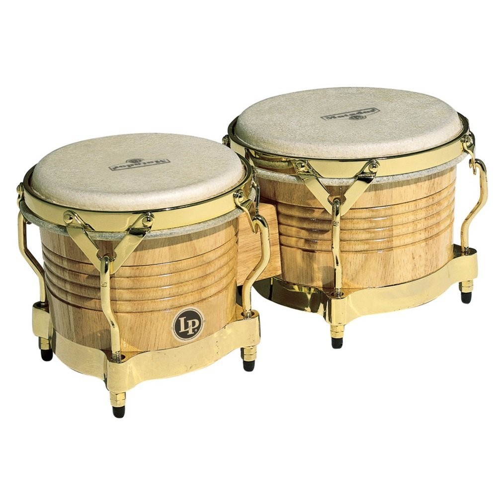 LP LATIN PERCUSSION MATADOR BONGO DRUMS NATURAL w/ GOLD HARDWARE - M201-AW