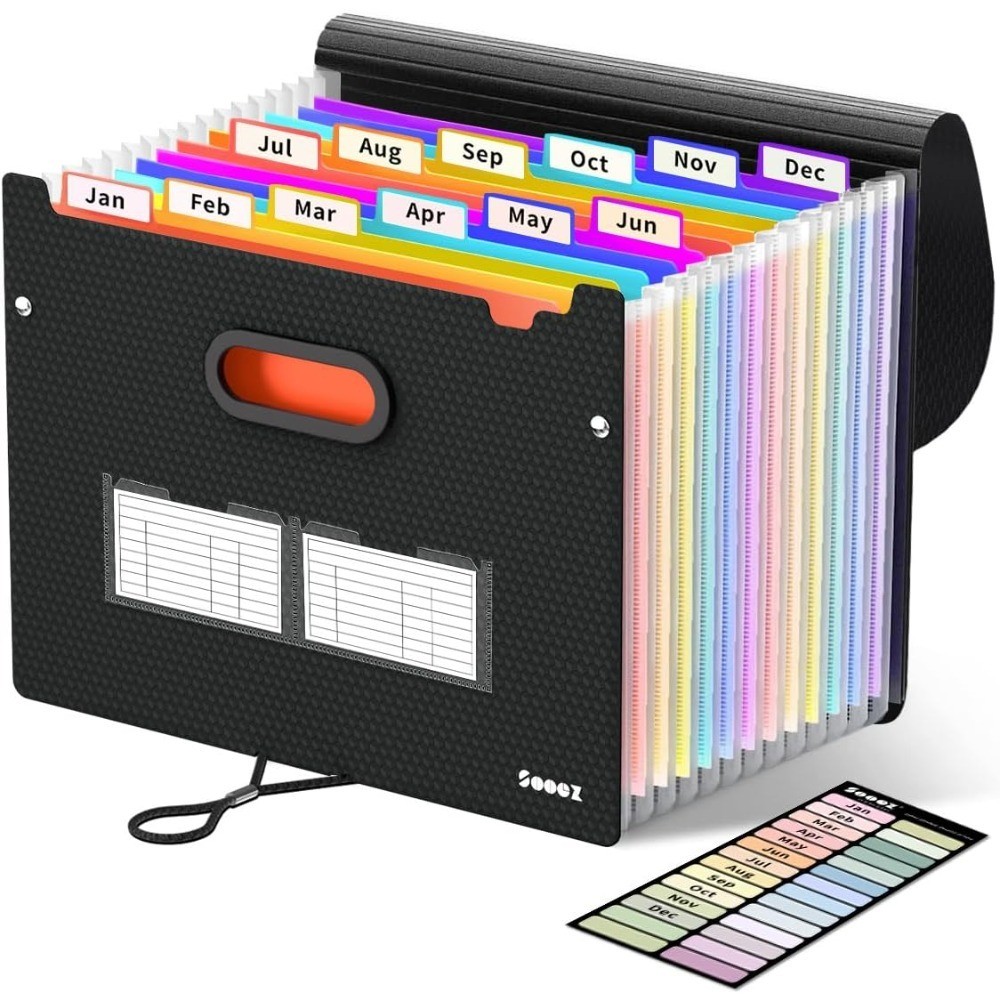 Upgraded Accordion File Organizer, Expanding File Folder with Deeper 12 Pockets