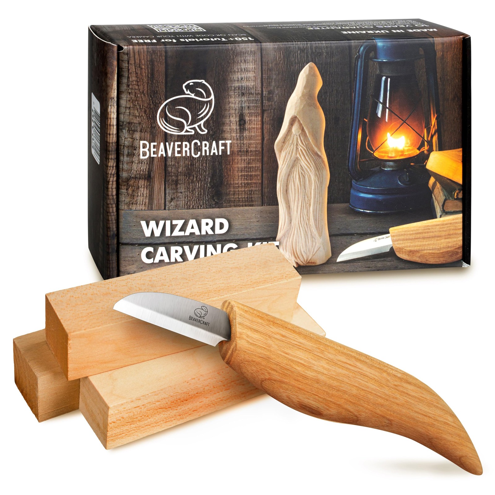 BeaverCraft Whittling Kit for Beginners, Wood DIY03, Brown