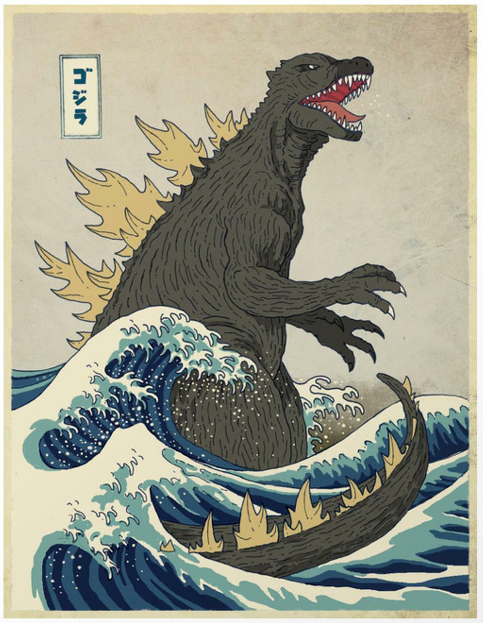Godzilla # 10 - 8 x 10 T-shirt iron-on transfer waves