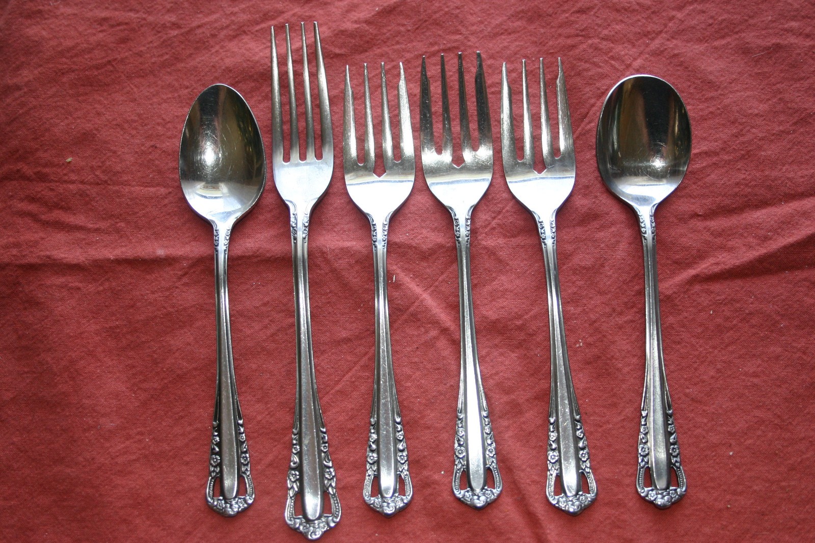 Mixed Lot of 6 Pcs Interpur INR23 Teaspoon/Forks/Sugar Spoon VGUC FF