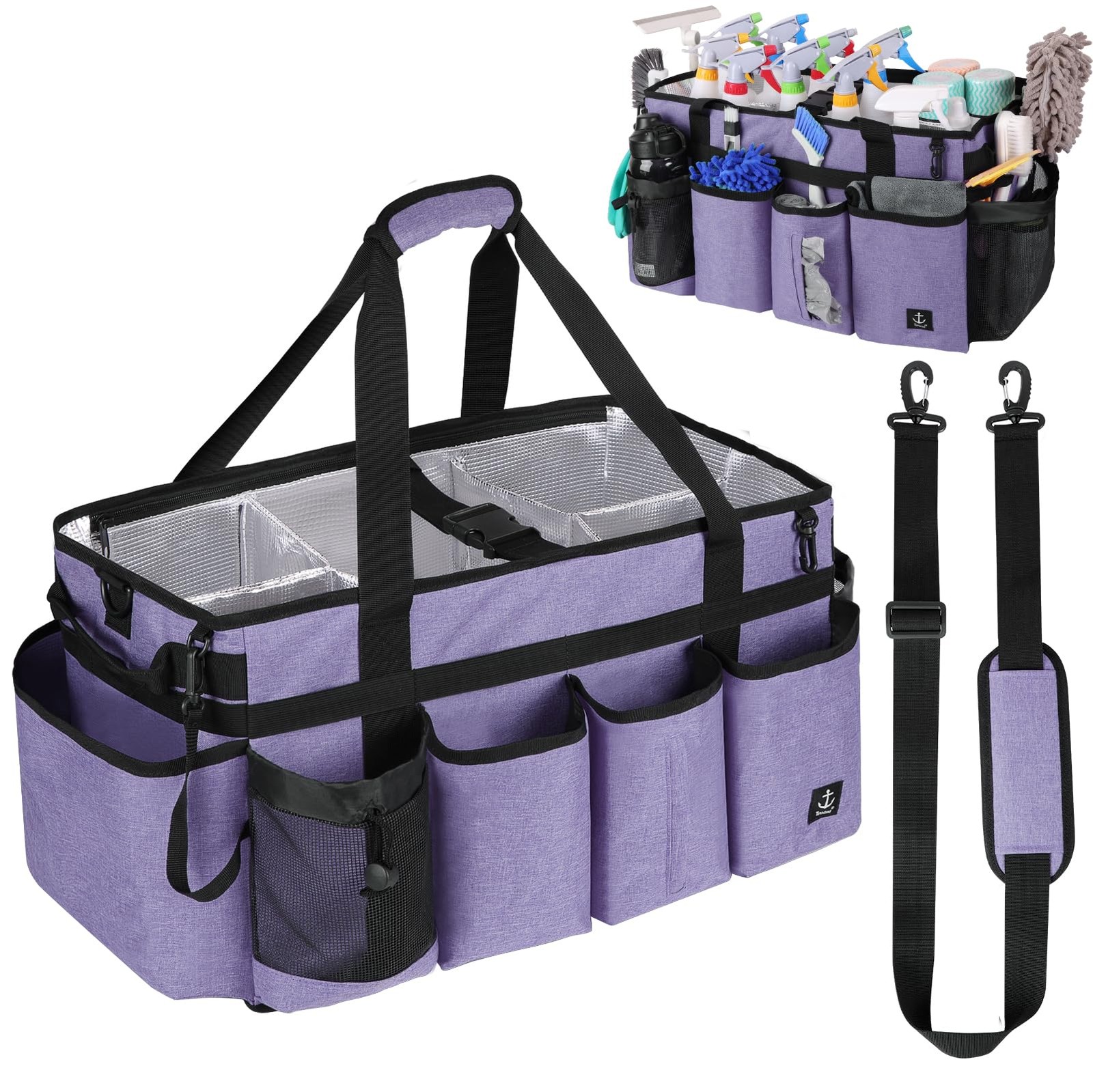 Extra large Cleaning Caddy Bag Built-in Sturdy Support Board, Cleaning Organi...