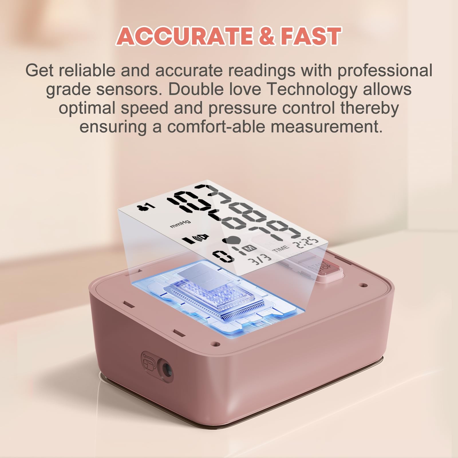 Blood Pressure Monitors Pink Automatic Upper Arm BP Cuff 8.7-16.5in Memory 2x90
