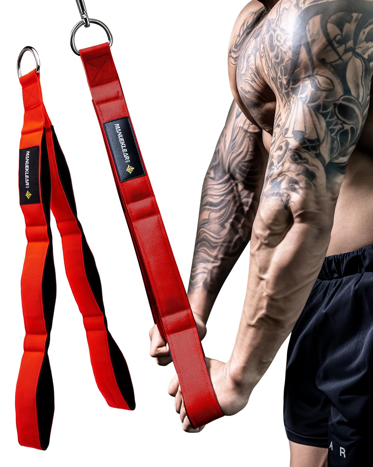 MANUEKLEAR Tricep Rope Cable Attachment Handles, Greater Range of Motion, Tri...