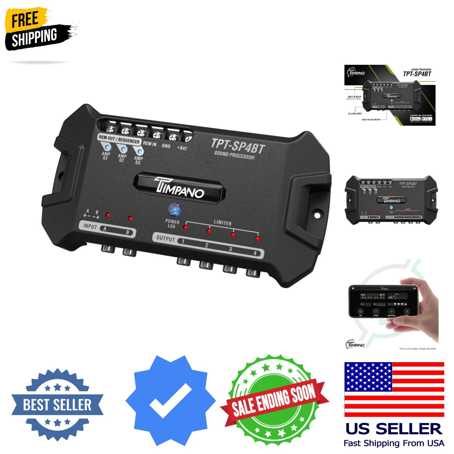 Bluetooth DSP 4 Output Channel- Full Digital Signal DSP Car Audio Processor -...