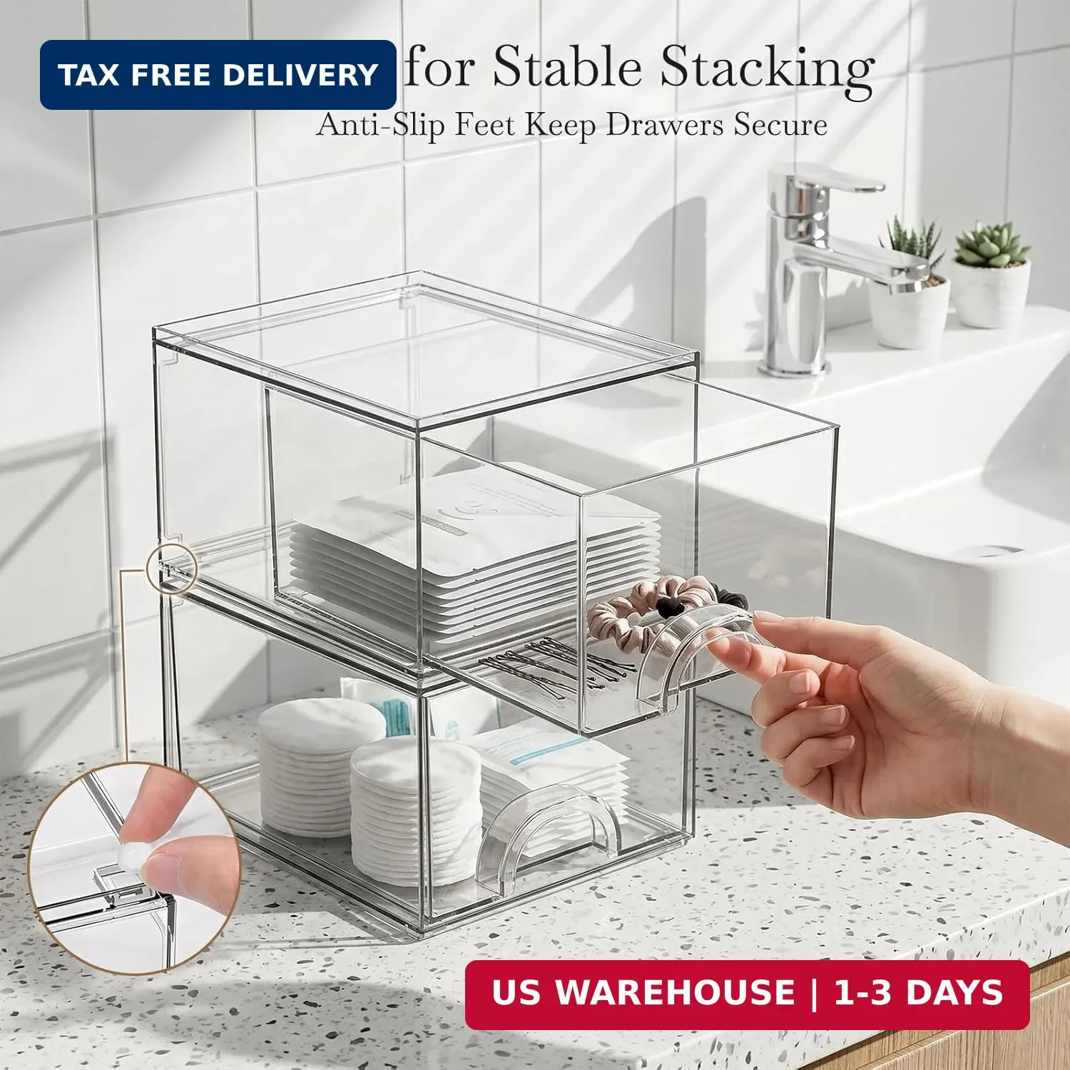 8 Pack Small Clear Stackable Acrylic Storage Boxes for Art Tool & Sketch, Storag