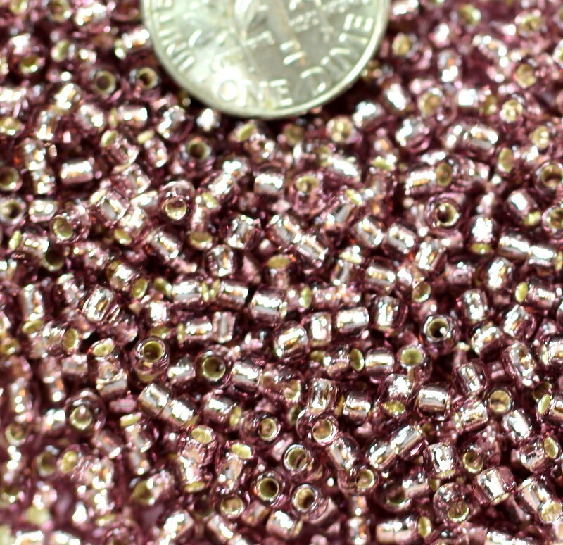 TOHO Seed Beads, Size 8/0, Amethyst w/Silver Lining, Gloss Finish, 10 Grams, 338