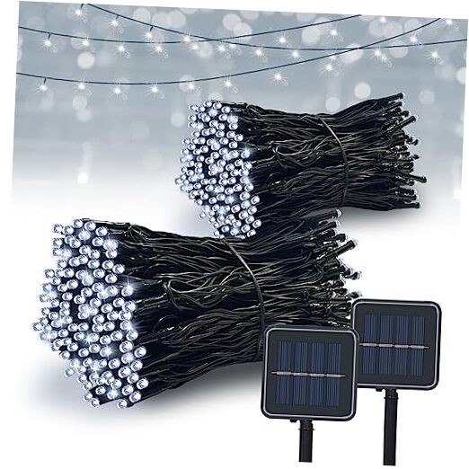Vimorg Solar String Lights Outdoor, 2 Pack 79FT 200 LED 100Cool White