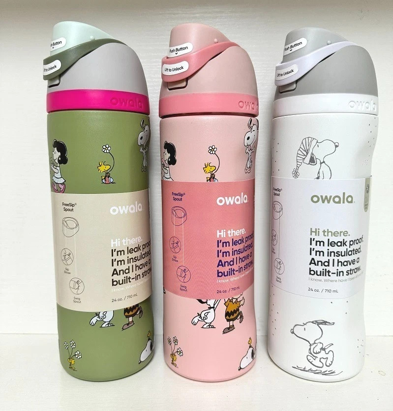 New Owala Cute Snoopy Tumbler Sport insulated Water bottle Flip Lock 24 &32 OZ